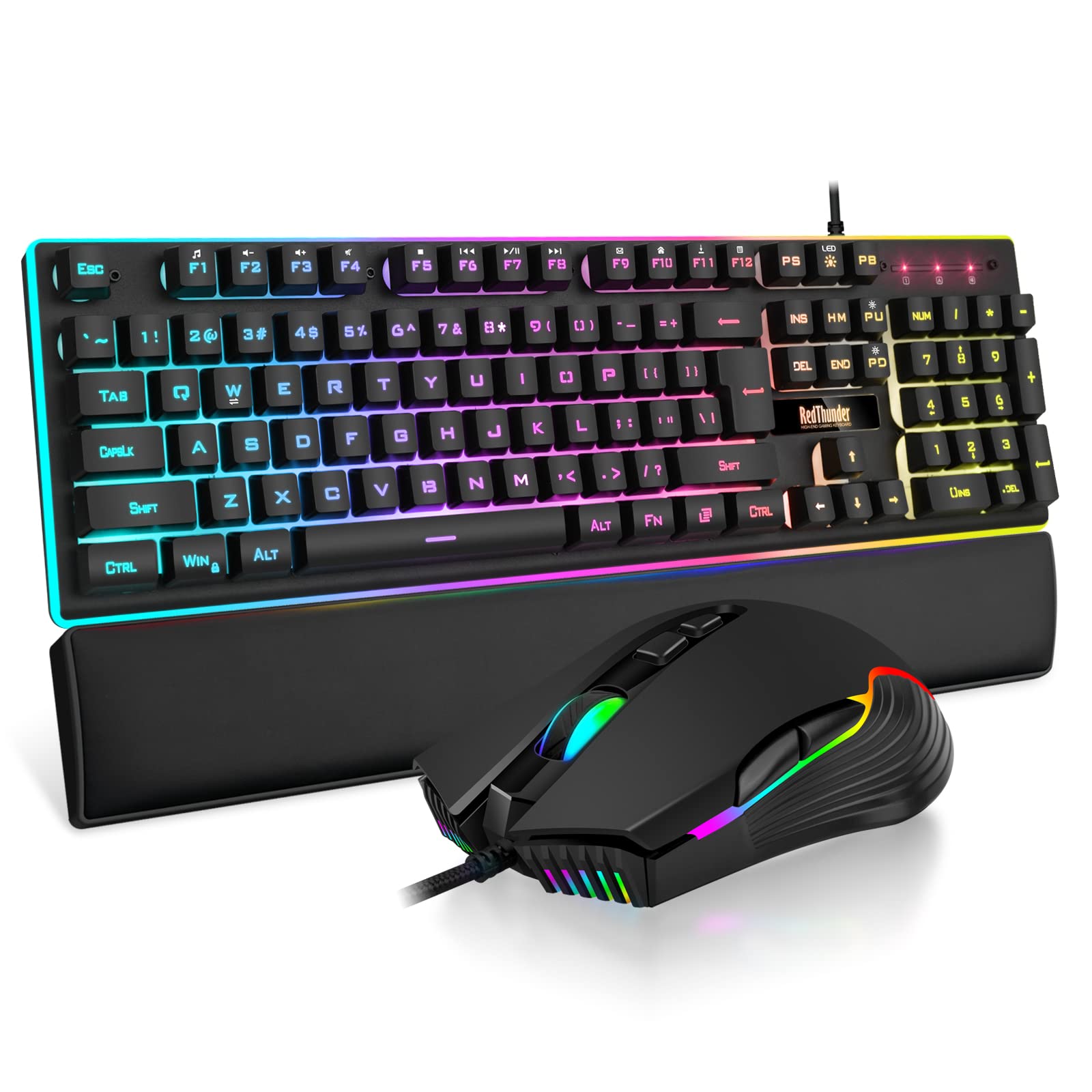 Combinação De Teclado E Mouse Para Jogos Redthunder K10 Rgb Retroiluminado