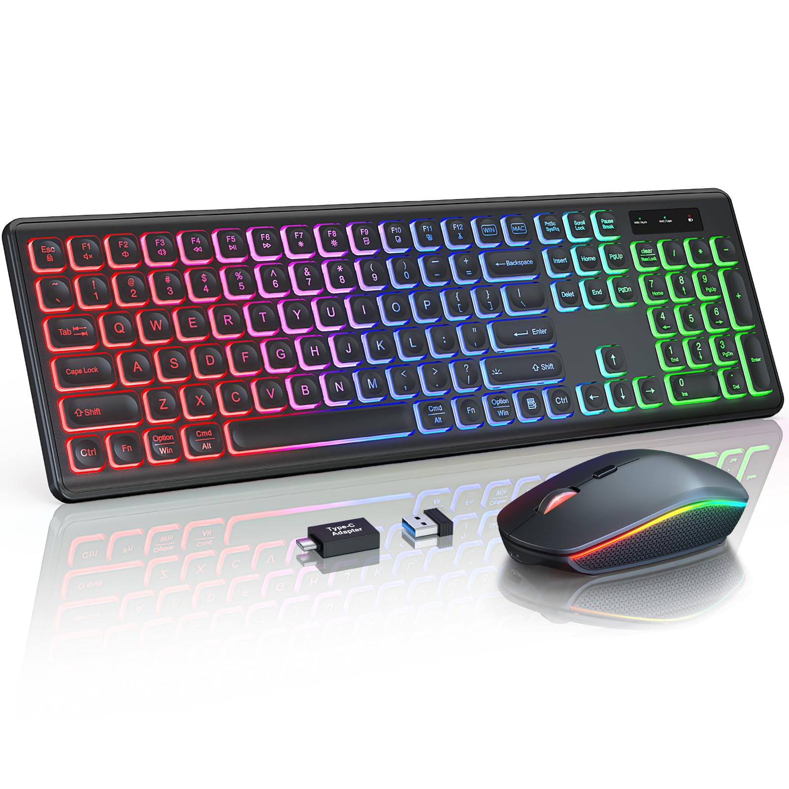 Combinação De Teclado E Mouse Sem Fio Trueque Rgb Retroiluminado