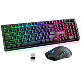 Combinação De Teclado E Mouse Para Jogos Sem Fio Npet S21 Rgb