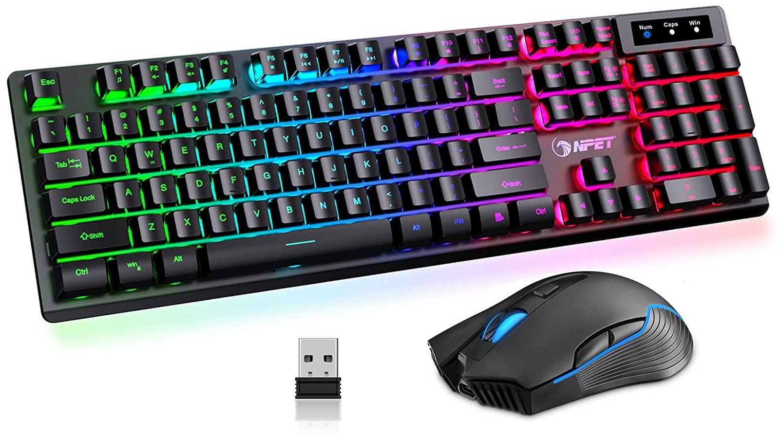 Combinação De Teclado E Mouse Para Jogos Sem Fio Npet S21 Rgb