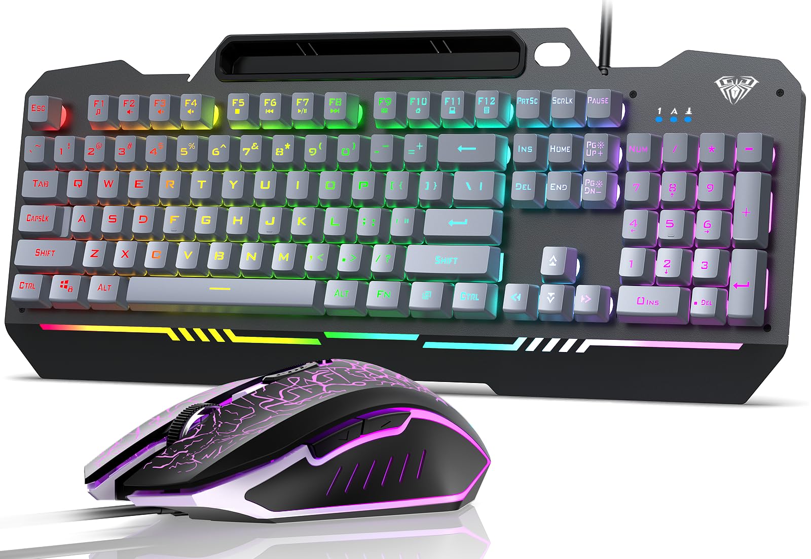 Combo De Teclado E Mouse Aula Gaming 104 Teclas Rgb Retroiluminado