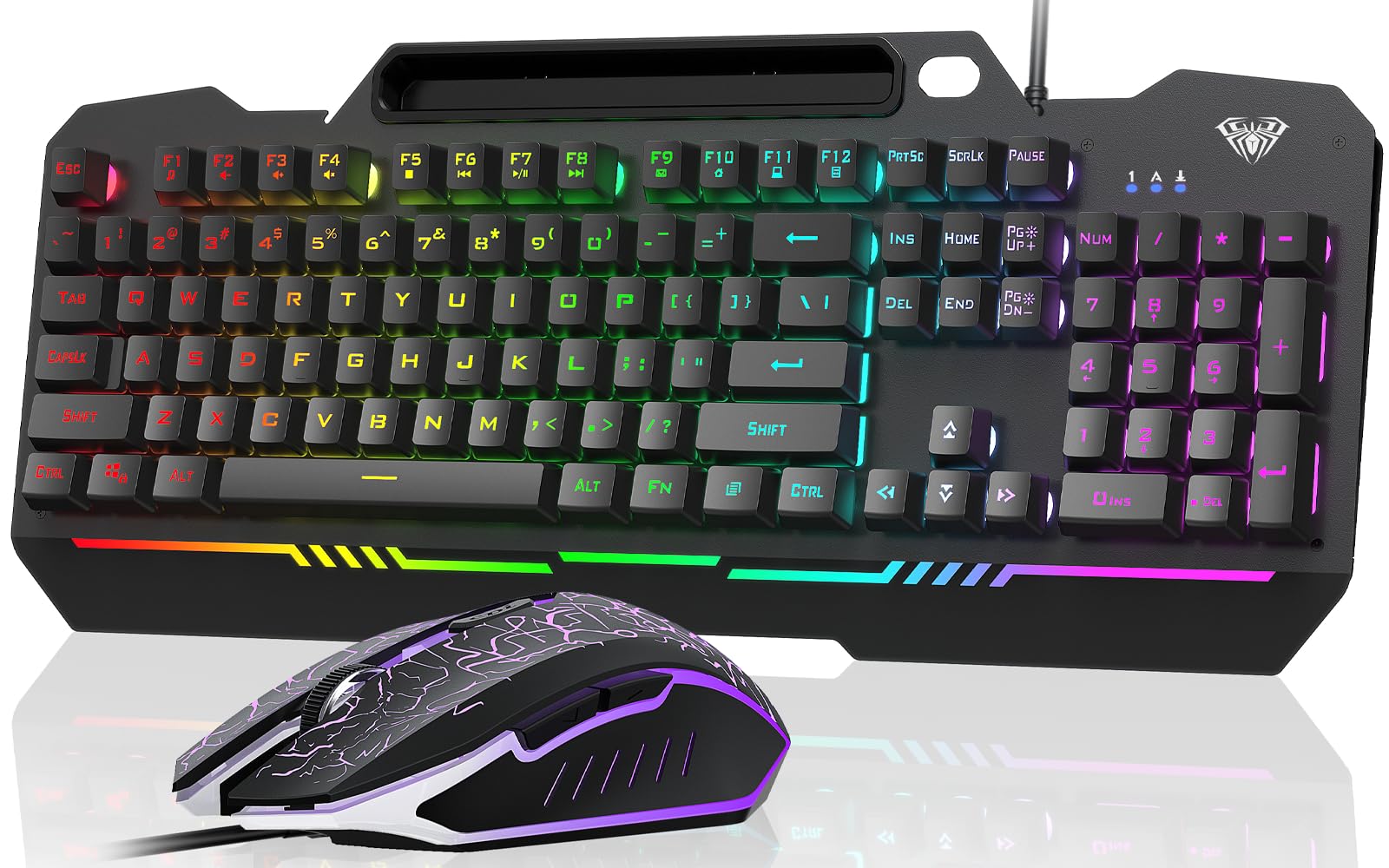 Combo De Teclado E Mouse Aula Gaming 104 Teclas Rgb Retroiluminado