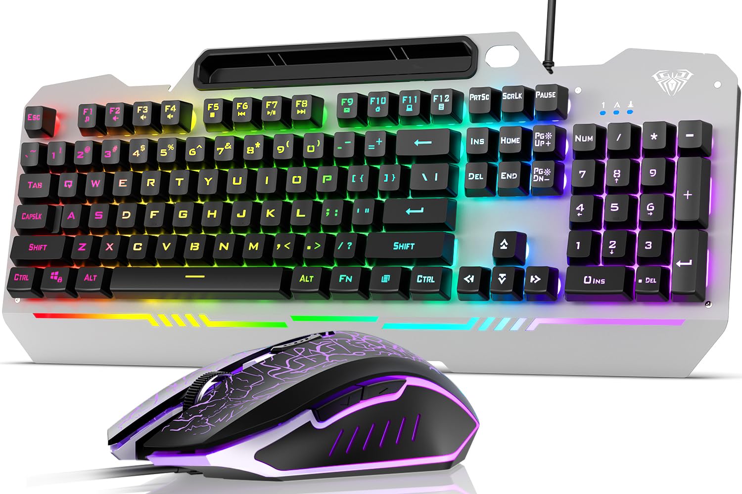 Combo De Teclado E Mouse Aula Gaming 104 Teclas Rgb Retroiluminado