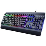 Teclado Para Jogos Dacoity 104 Teclas Rainbow Led Retroiluminado Usb Com Fio