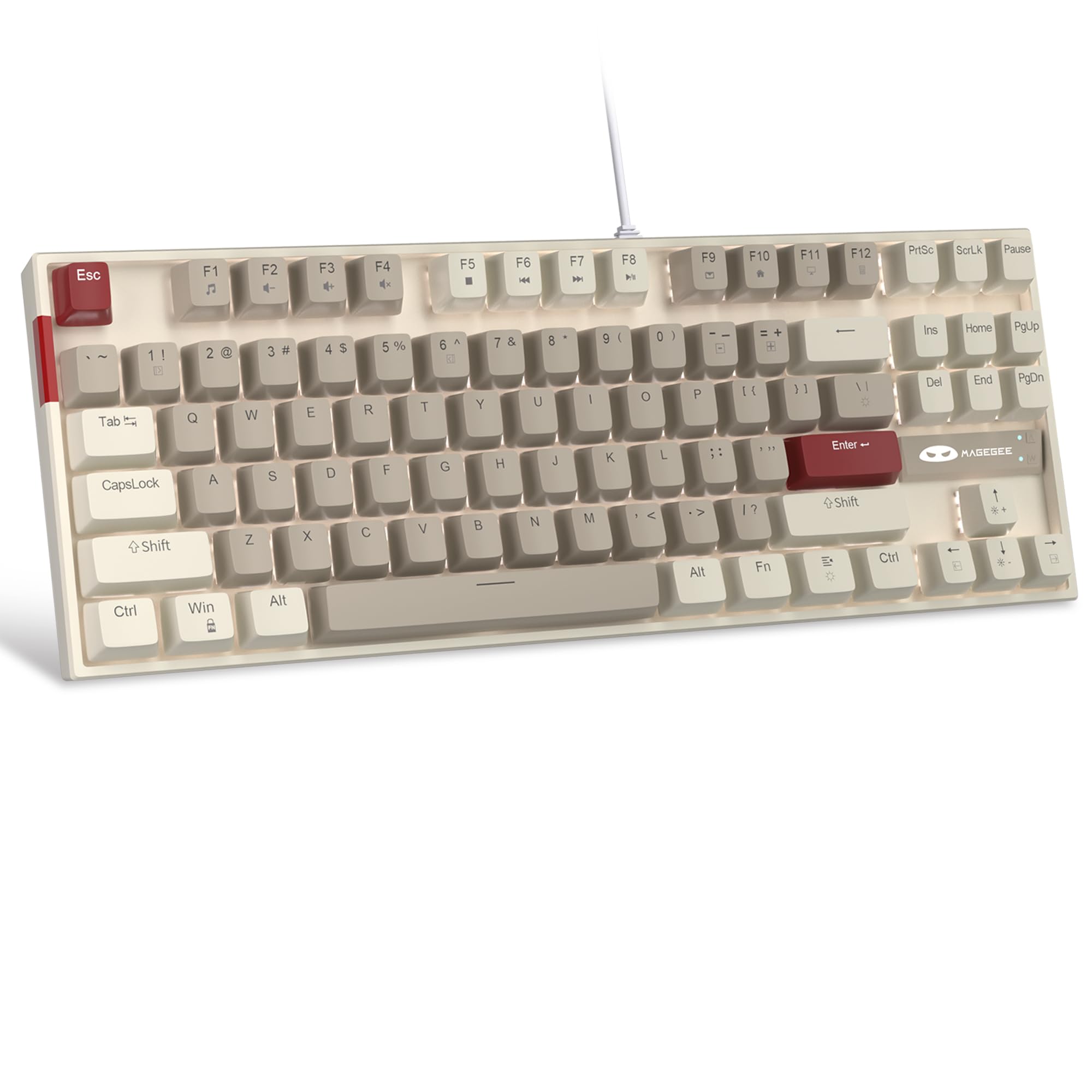 Teclado Mecânico Para Jogos Magegee 75% Tkl Retro Cinza/branco