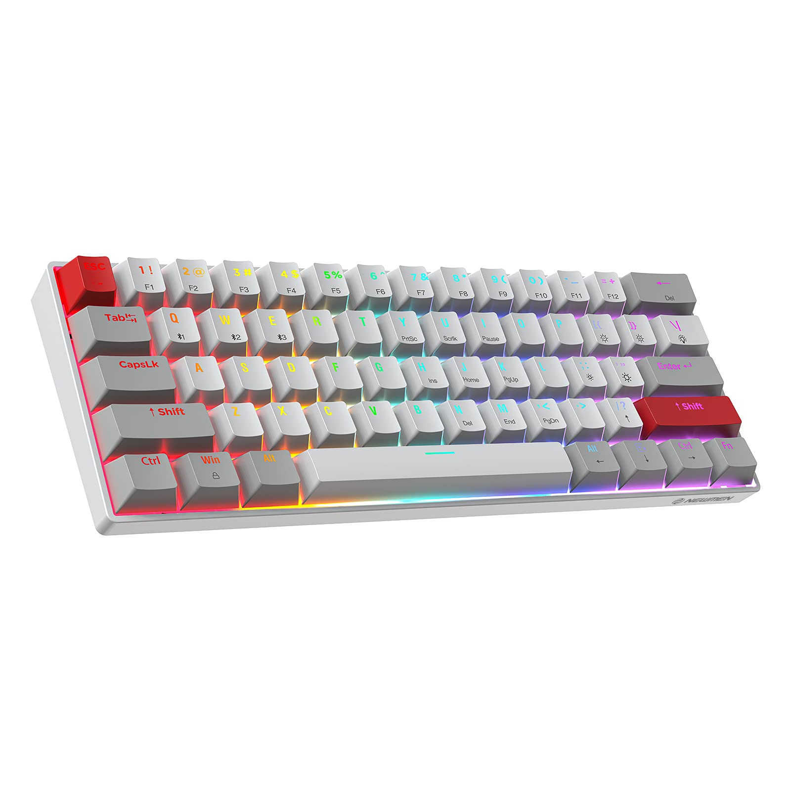 Teclado Mecânico Sem Fio Newmen Gm610 60% Rgb Retroiluminado