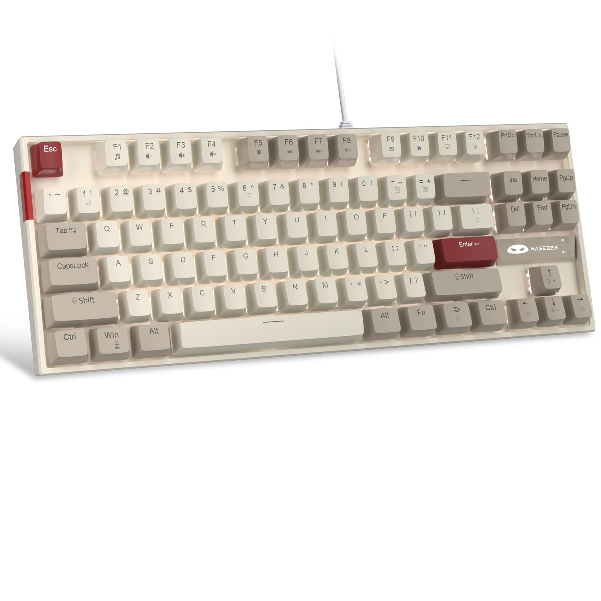 Teclado Mecânico Para Jogos Magegee 75% Tkl Retro Branco/cinza