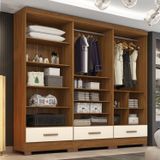 Closet Modulado 3 Peças 3 Gavetas Smart Versatile Espresso Móveis Cinamomo/off White