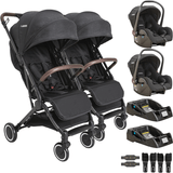 Carrinho Kiddo Para Gemeos 2 Bebe Conforto 2 Base Sprint Preto