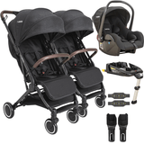 Carrinho Kiddo Sprint Preto De Gemeos Bebe Conforto Base Isofix