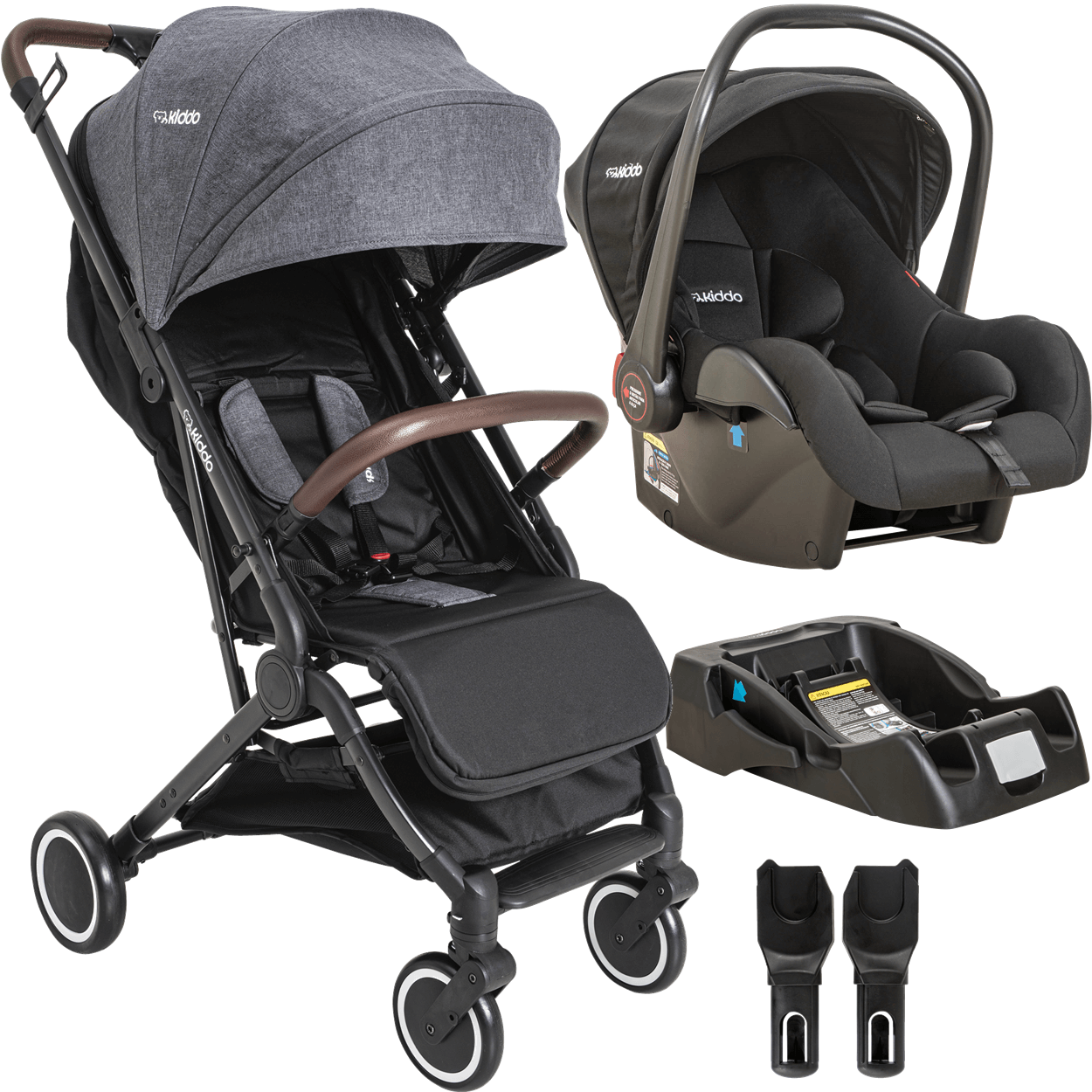 Carrinho Kiddo Sprint Ii Grafite Com Bebe Conforto E Base