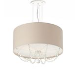 Lustre Pendente Com Cristais Cilíndrica 30x15 Cáqui