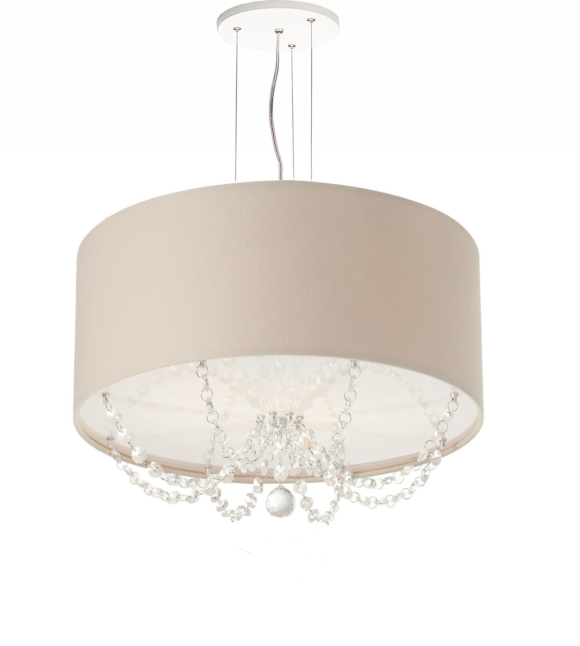 Lustre Pendente Com Cristais Cilíndrica 30x15 Cáqui