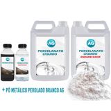 Kit Porcelanato Líquido Metálico Perolado Branco Ag Por M