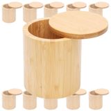 Kit 12x Potes Multiúso De Bambu Com Tampa Cozinha Mantimento