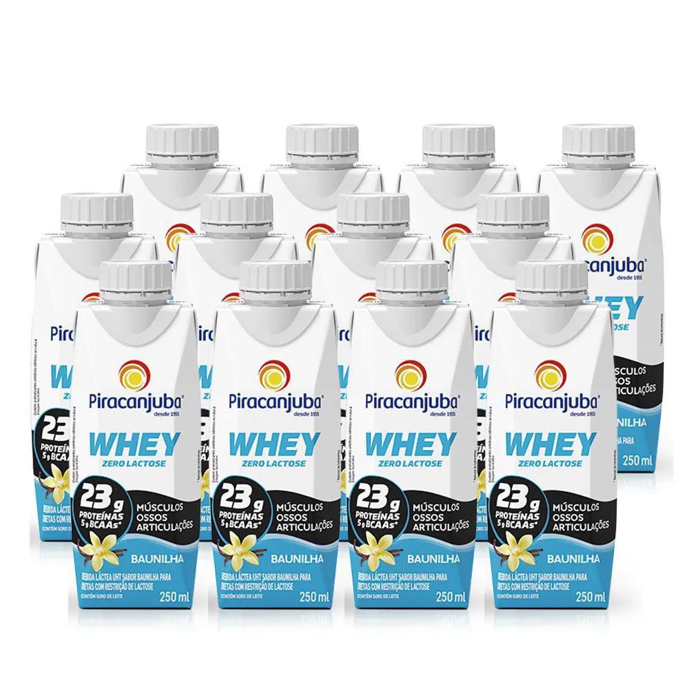 Kit 12 Whey Protein Zero Lactose Piracanjuba Baunilha