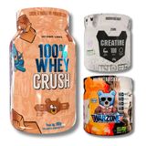 Kit Whey 100% Crush Concentrada Dulce De Leche 900g + Creatine 300g + Warzone Green Bomb