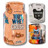 Kit Whey 100% Crush Concentrada Dulce De Leche 900g + Creatina 300g + Warzone Purple Heart Punch