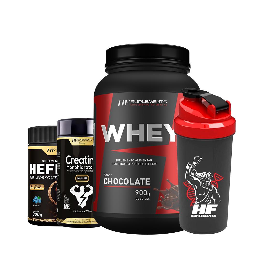 Whey Protein Chocolate + Pré Treino Blueberry Creatina + Coq