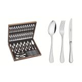 Faqueiro Tramontina Classic 76 Peças Aço Inox Facas De Mesa Forjadas Brilho E Estojo De Madeira Tramontina
