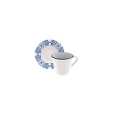 Conjunto Xícara Pires Chá Tramontina Algarve Porcelana Decorada 185ml Tramontina