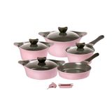 Conjunto De Panelas Revestimento Cerâmico Aeni Rosa 5 Peças