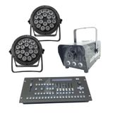 Kit 2 Par Rgbw 18x12w + Máquina De Fumaça 600w + Mesa Pilot
