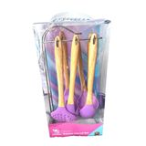 Kit Utensílios De Cozinha 6 Peças Madeira E Silicone Lilás