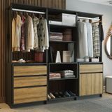 Closet Modular 2 Portas 3 Gavetas Verona Preto/cinamomo