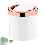 Lixeira 5l Tampa Basculante Banheiro Rose Gold - Branco