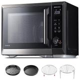 Micro Ondas De Bancada 7 Em 1 Em Aco Inoxidavel 30l Com 27 Programas E Airfryer, 110v 1000w, Toshiba, Preto