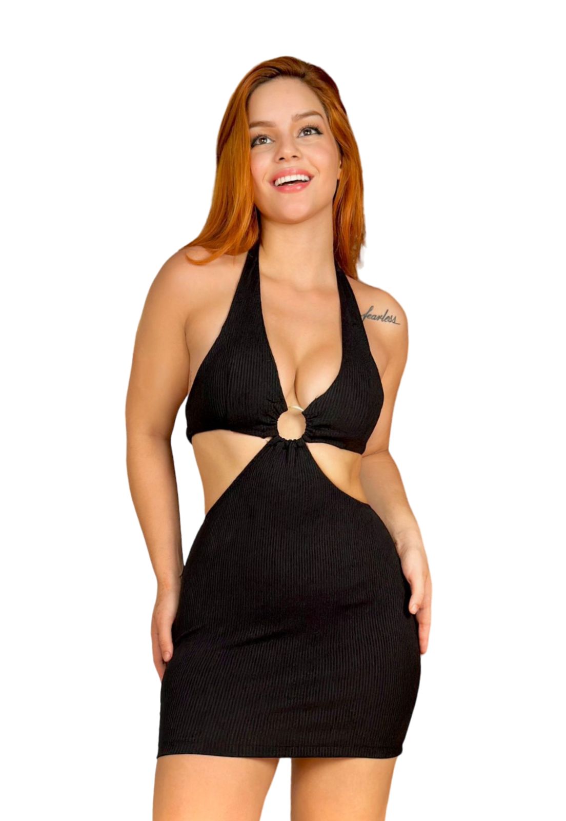 Vestido Feminino Argola Vazado Com Bojo, Modelo Curto !