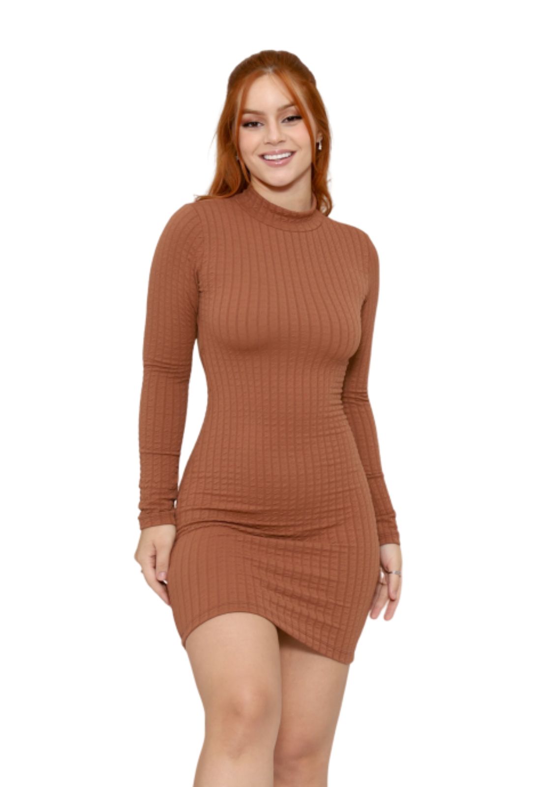 Vestido Feminino Manga Longa Costa Aberta Sem Bojo Saia Curta !