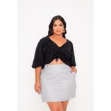 Blusa Balone Feminina Plus Size Decote V.