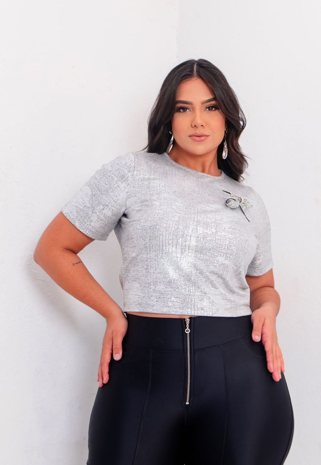 Blusa Feminina Plus Size Metalisada