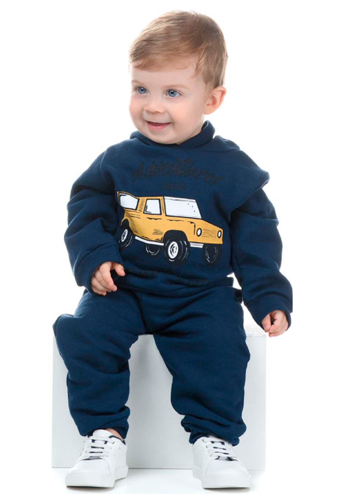 Conjunto Moletom Infantil Menino Felpudo Blusão Com Capuz E Calça Carros