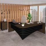 Conjunto Home Office 2 Peças 1 Mesa Tamburato Em L 1 Gaveteiro 3 Gavetas Com Chave E Rodízios Artany Marrom/preto