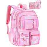 Mochila Escolar Ficcug Para Meninas De 15 Polegadas Rosa Elementar