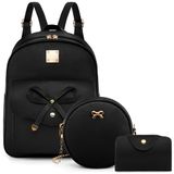 Mochila De Couro Vbiger Para Meninas Com 2 Bolsas Pretas