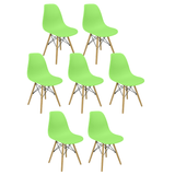 Kit 7 Cadeiras Charles Eames Eiffel Wood Design Verde Claro