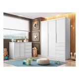Conjunto Quarto Infantil Com Guarda-roupa 3 Portas 4 Gavetas E Cômoda Pérola Phoenix Baby