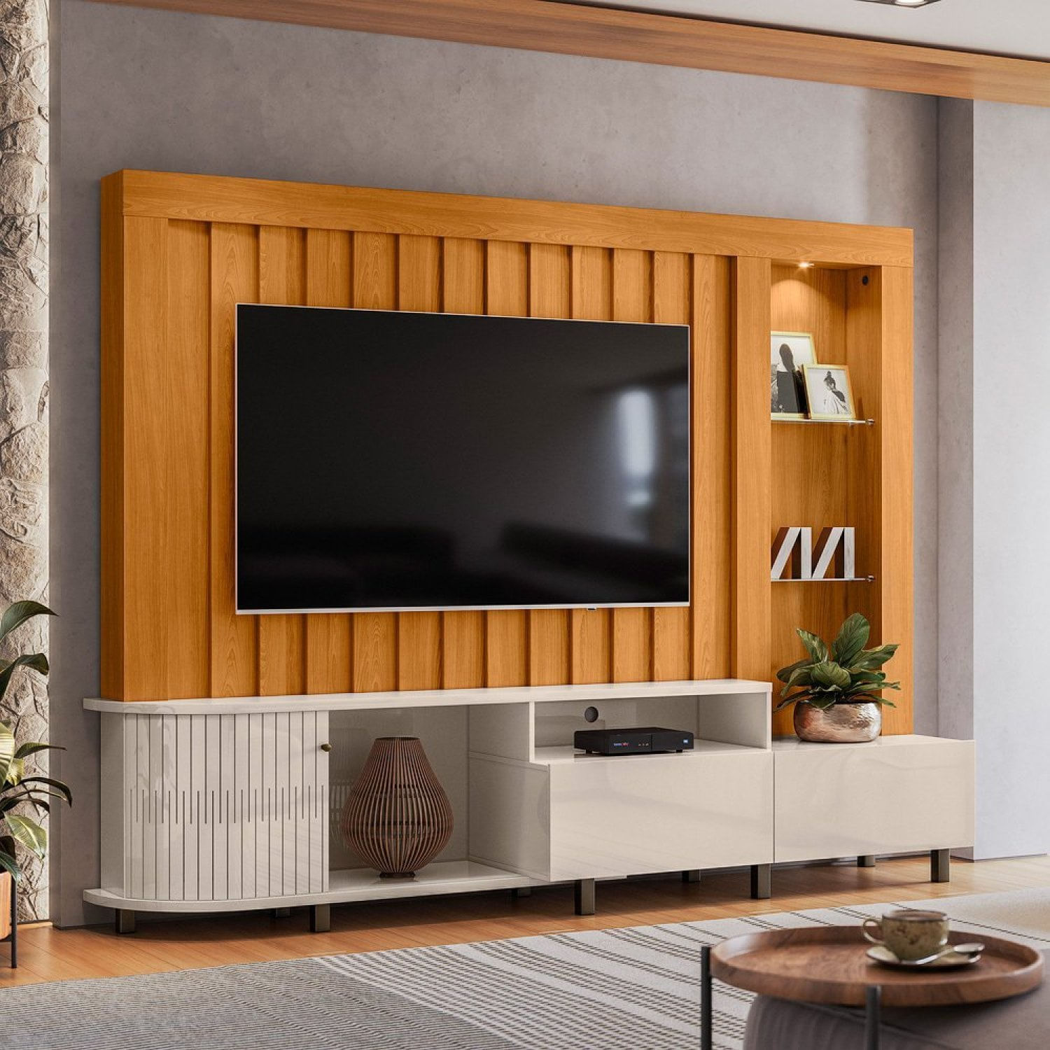 Estante Para Tv E Home Theater Le Mans Cinamomo/off White