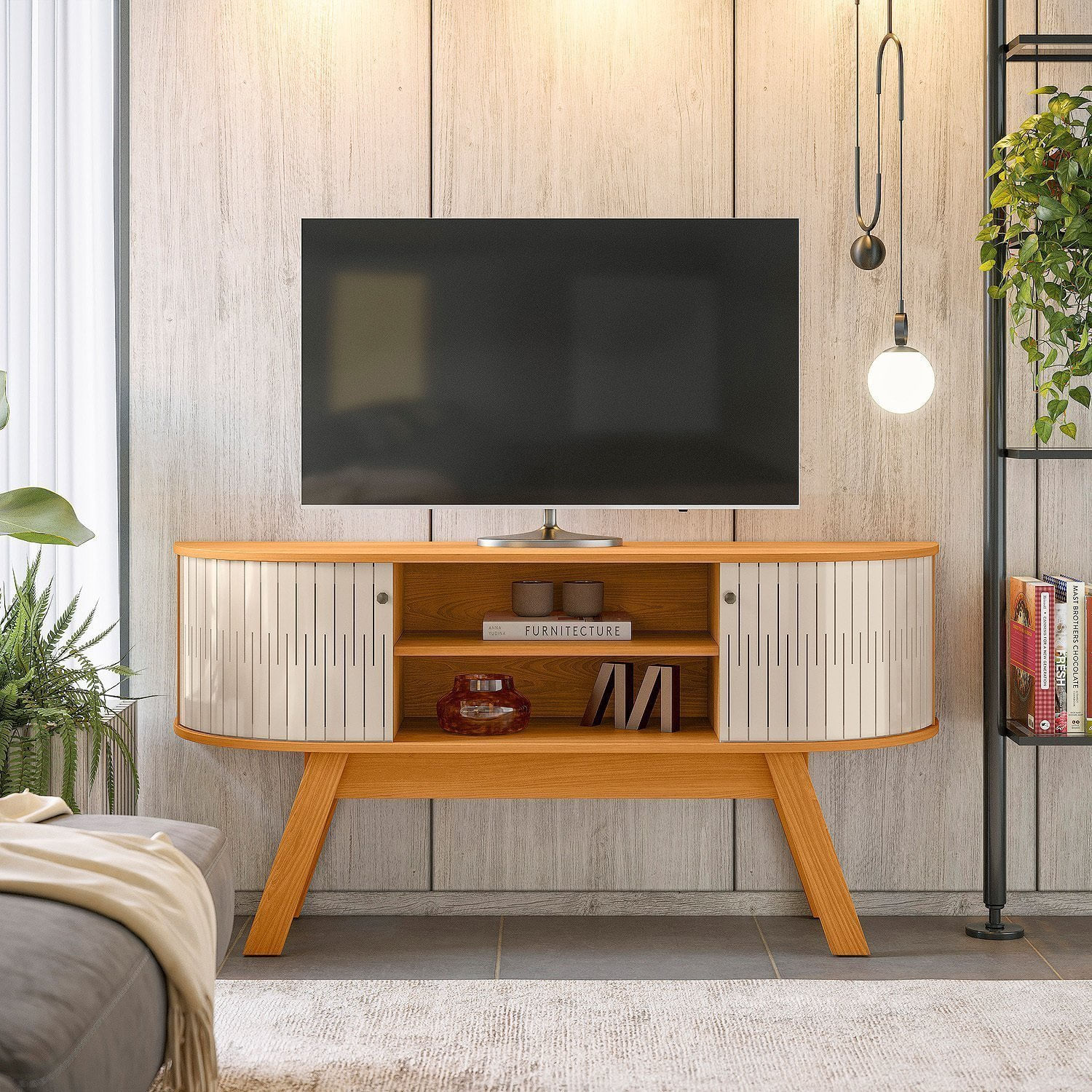 Estante Para Tv E Home Theater Atlanta Cinamomo/off White