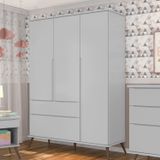 Guarda-roupa Infantil 3 Portas 2 Gavetas Melinda Phoenix Baby Cinza