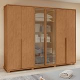 Guarda-roupa Casal Solaris 6 Portas Com Vidro E Pés 100% Mdf Amendoa Clean