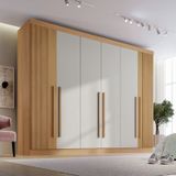 Guarda-Roupa Casal MDF Ripado 6 Portas 6 Gavetas Paris Plus Cinamomo/Off White