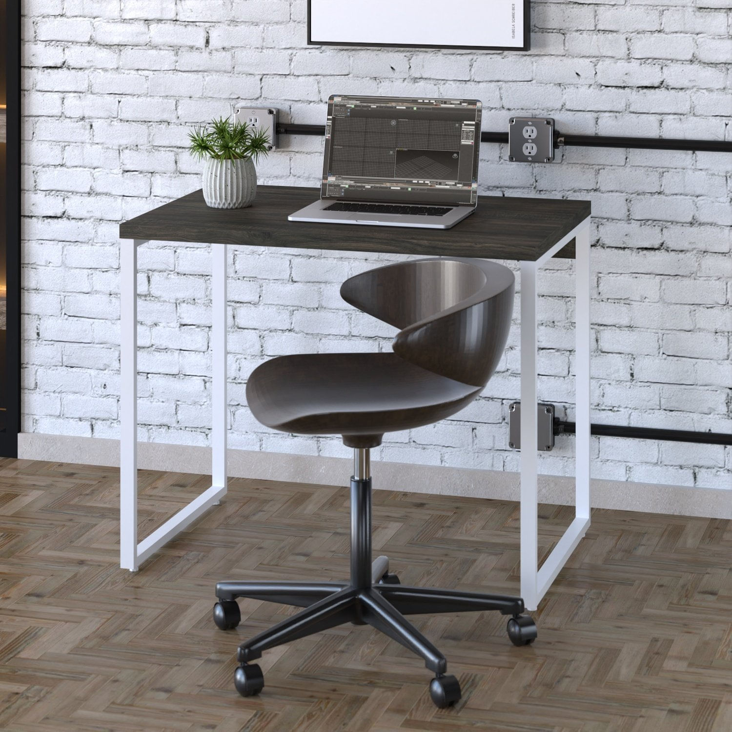 Mesa Para Escritório Office Estilo Industrial 90cm Kuadra