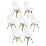 Kit 7 Cadeiras Charles Eames Eiffel Wood Design Branca Branco