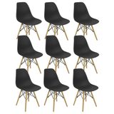 Kit 9 Cadeiras Charles Eames Eiffel Wood Design Preto