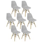 Kit 7 Cadeiras Charles Eames Eiffel Wood Design Cinza